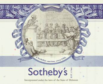 Share Certificate of Sotheby's (Snippet)