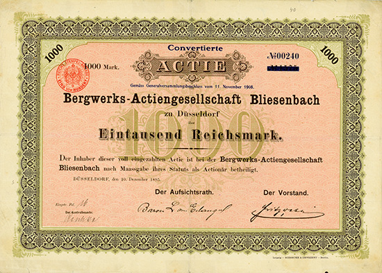 Bergwerks-AG Bliesenbach [2 Stück]