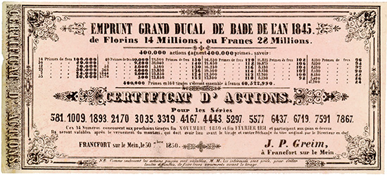 Emprunt Grand Ducal de Bade de l'an 1845