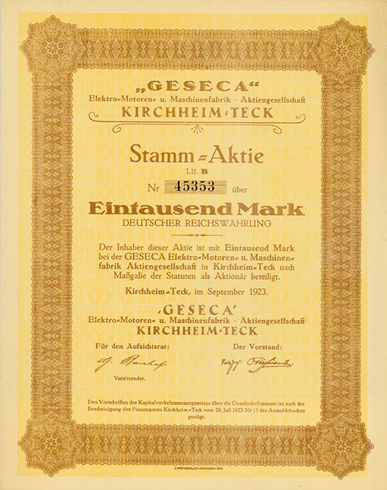 GESECA Elektro-Motoren- und Maschinenfabrik AG