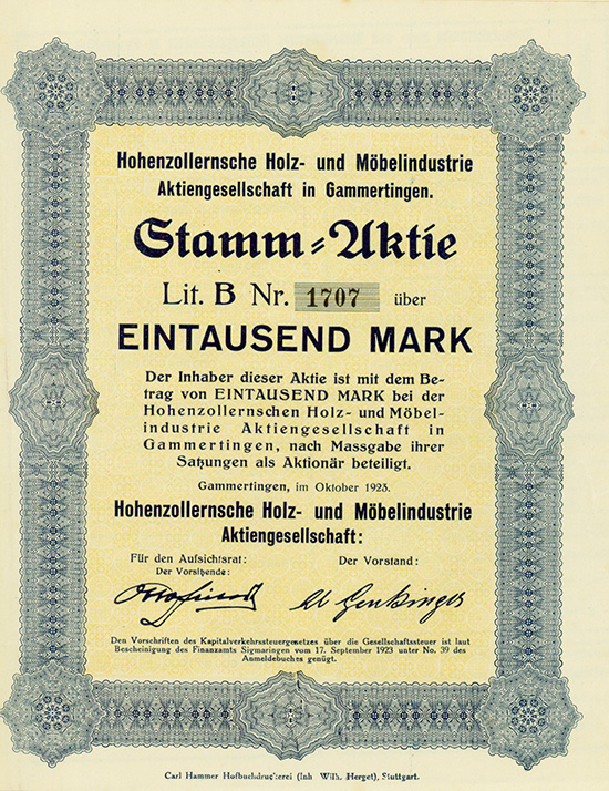 Hohenzollernsche Holz- und Möbelindustrie AG