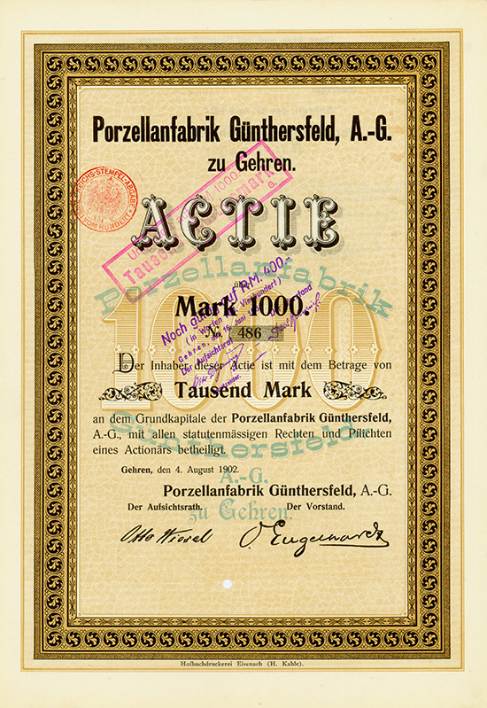 Porzellanfabrik Günthersfeld AG