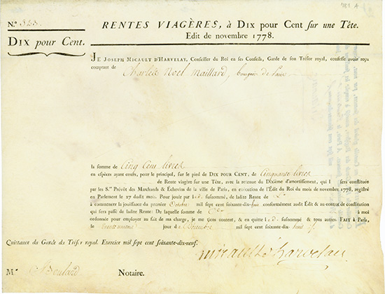 Rente Viagere - Edit de Novembre 1778