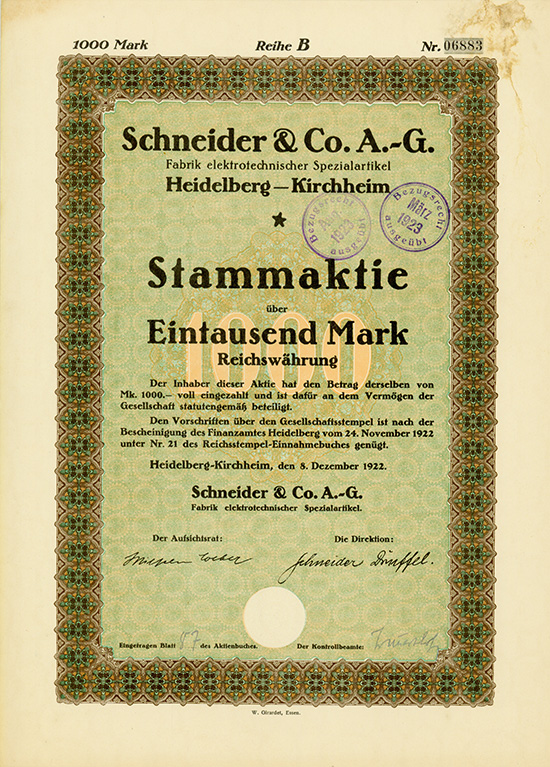 Schneider & Co. AG Fabrik elektrotechnischer Spezialartikel