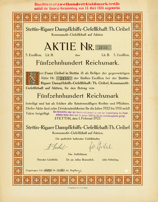 Stettin-Rigaer Dampfschiffs-Gesellschaft Th. Gribel KGaA