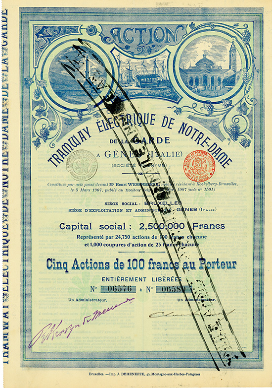 Tramway Electrique de Notre-Dame de la Garde a Genes (Italie)