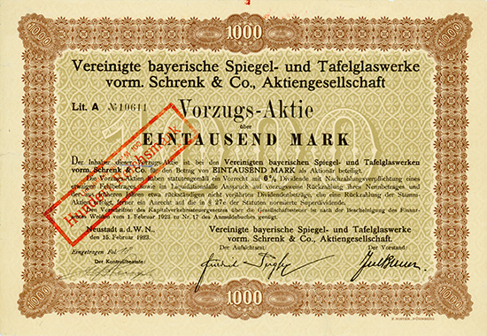 Vereinigte bayerische Spiegel- und Tafelglaswerke vorm. Schrenk & Co., AG