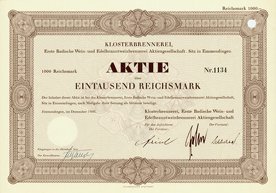 Klosterbrennerei, Erste Badische Wein- und Edelbranntweinbrennerei AG