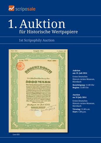 Cover Auction catalog 1st Auction