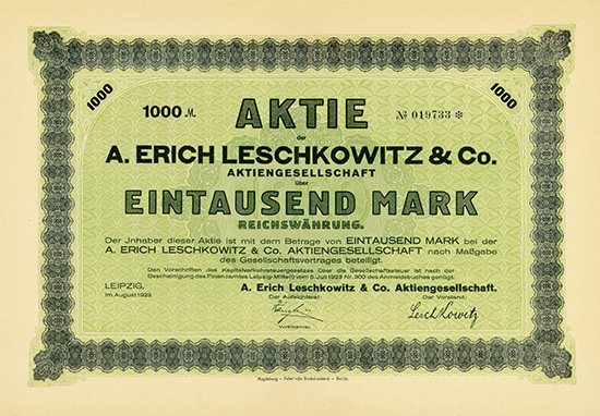 A. Erich Leschkowitz & Co. AG