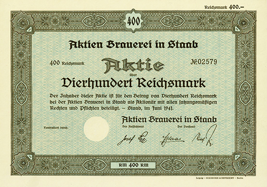 Aktien Brauerei in Staab