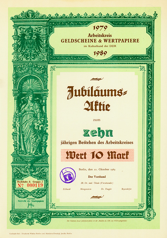 Arbeitskreis GELDSCHEINE & WERTPAPIERE im Kulturbund der DDR