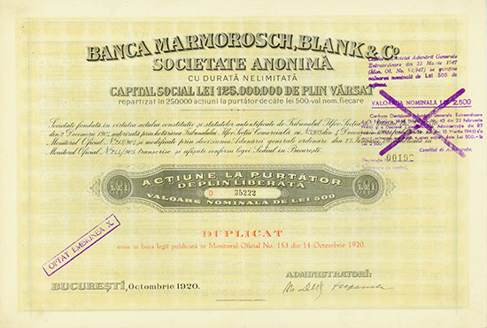 Banca Marmorosch, Blank & Co. S.A.