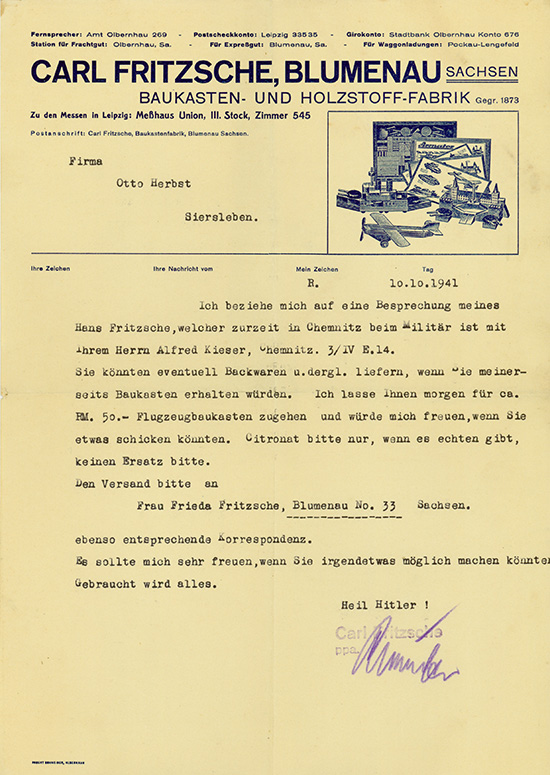 Carl Fritzsche, Blumenau, Baukasten- und Holzstoff-Fabrik