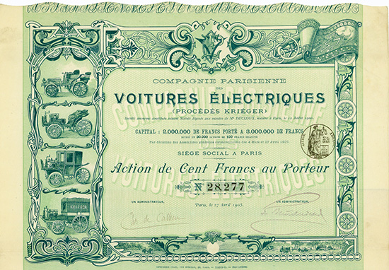 Compagnie Parisienne des Voitures Electriques (Procedes Krieger)