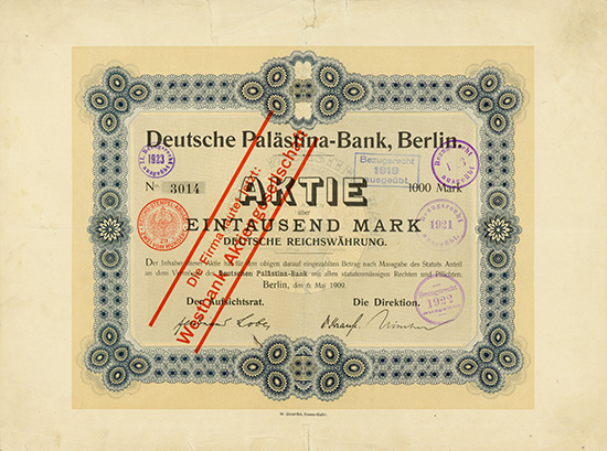 Deutsche Palästina-Bank [2 Stück]