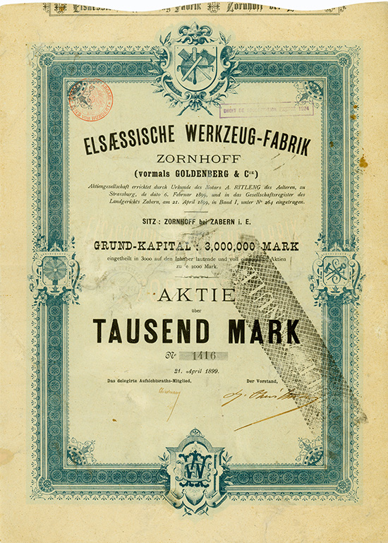 Elsässische Werkzeug-Fabrik Zornhoff (vorm. Goldenberg & Cie.) AG