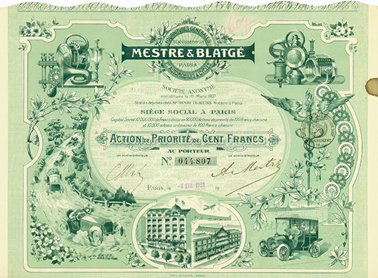 Etablissements Mestre & Blatge Fournitures Generales pr. Automobiles & Cycles S.A.