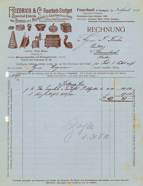 Friedrich & Cie. Spezial-Fabrik von Formen und Maschinen für Conditoreien und Hotels