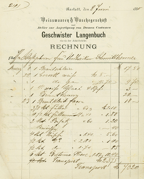 Geschwister Langenbuch, Weisswaren & Wäschegeschäft und Atelier zur Anfertigung von Damen Costumes