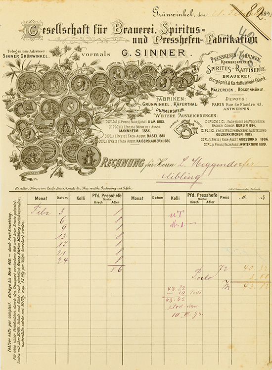Gesellschaft für Brauerei, Spiritus- und Presshefen-Fabrikation vormals G. Sinner