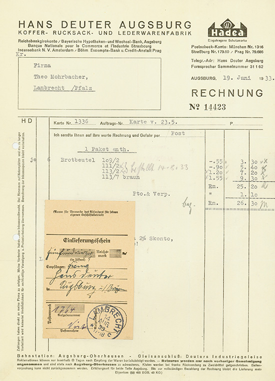 Hans Deuter Augsburg, Koffer-, Rucksack- und Lederwarenfabrik
