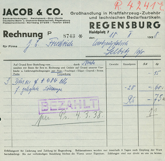 Jacob & Co., Großhandlung in Kraftfahrzeug-Zubehör und technischen Bedarfsartikeln