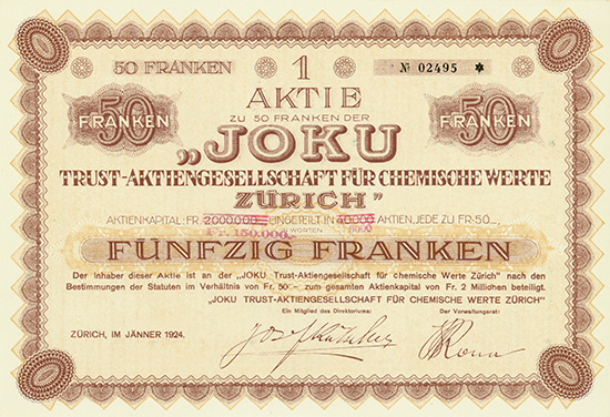 Joku Trust-Aktiengesellschaft für Chemische Werte Zürich