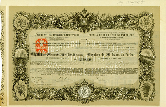 K.k. priv. Südbahn-Gesellschaft (Kaiserliche königliche privilegirte Südliche Staats-, Lombardisch-Venetianische und Central-Italienische Eisenbahn-Gesellschaft / Compagnie Imperiale et Royale privilegiee des Chemins de Fer du Sud de l'Autriche du Royaume Lombard-Venitien et de l'Italie Centrale)