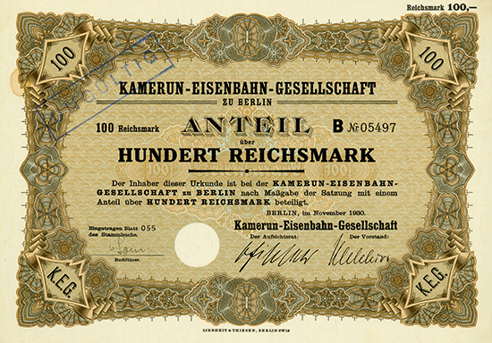 Kamerun-Eisenbahn-Gesellschaft [2 Stück]