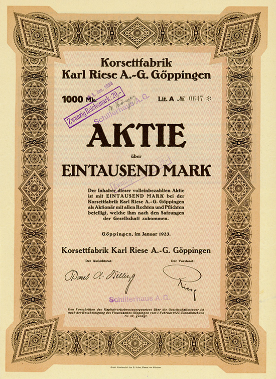 Korsettfabrik Karl Riese AG Göppingen