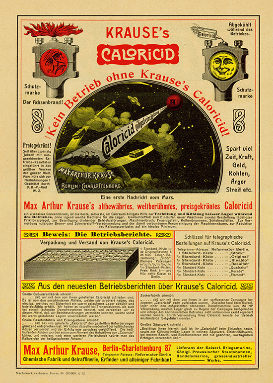 Max Arthur Krause, Chemische Fabrik und Oelraffinerie, Erfinder und alleiniger Fabrikant