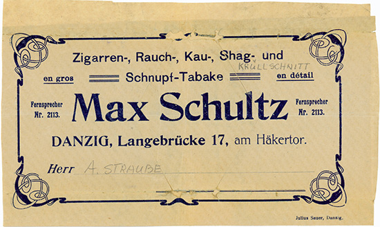 Max Schultz, Zigarren-, Rauch-, Kau-, Shag- und Schnupf-Tabake