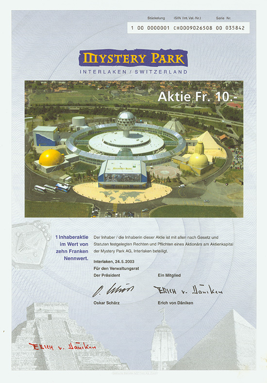 Mystery Park AG / Mysteries of the World Planungs AG [4 Stück]