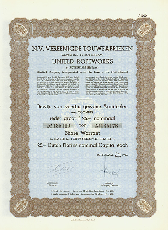 N.V. Vereenigde Touwfabrieken / United Ropeworks