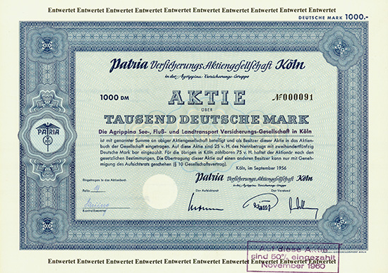 Patria Versicherungs AG Köln in der Agrippina Versicherungs-Gruppe