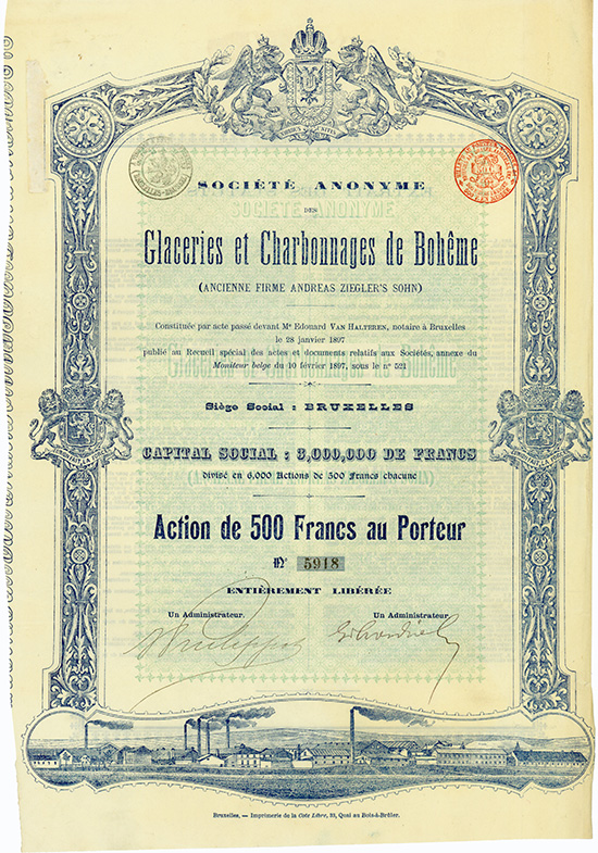 S.A. des Glaceries et Charbonnages de Boheme (ancienne Firme Andreas Ziegler's Sohn)