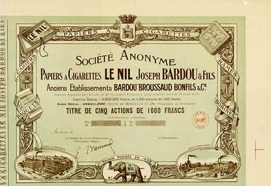 S.A. Papiers a Cigarettes LE NIL Joseph Bardou & Fils Anciens Etablissements Bardou Broussaud Bonfils & Cie.