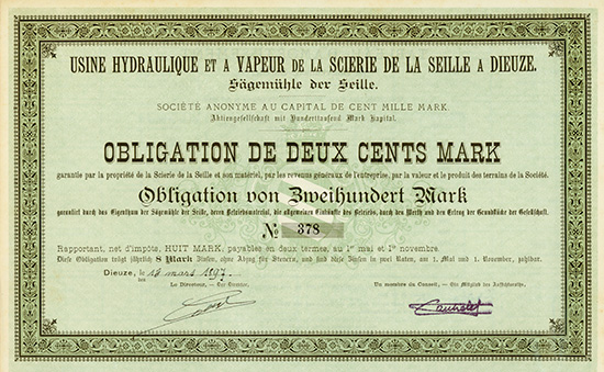 Sägemühle der Seille AG / Usine Hydraulique et a Vapeur de la Scierie de la Seille a Dieuze S.A.