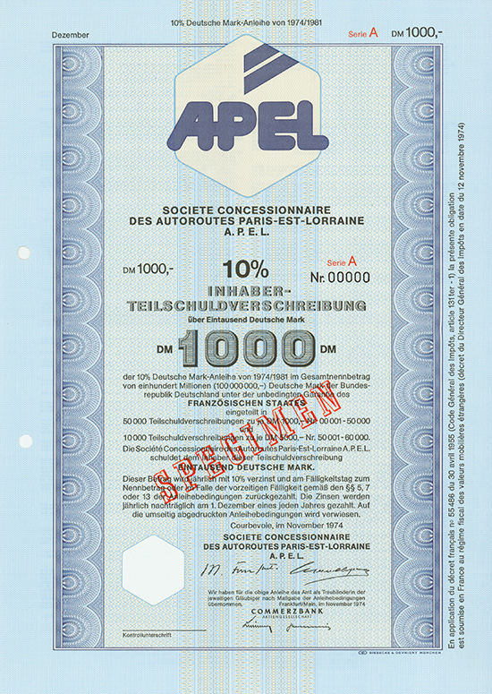 Societe Concessionnaire des Autoroutes Paris-Est-Lorraine A.P.E.L.