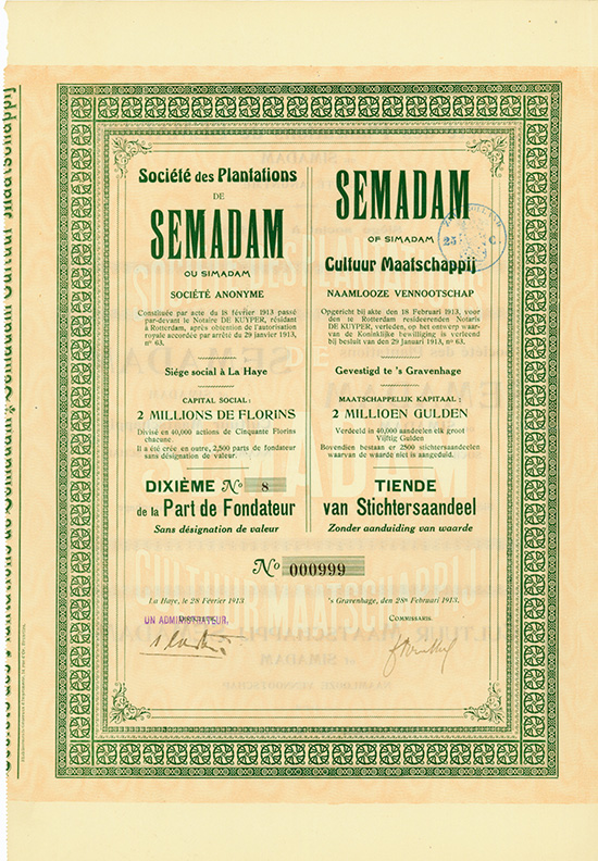 Societe des Plantations de Semadam ou Simadam S.A. / Semadam of Simadam Cultuur Maatschappij N.V.