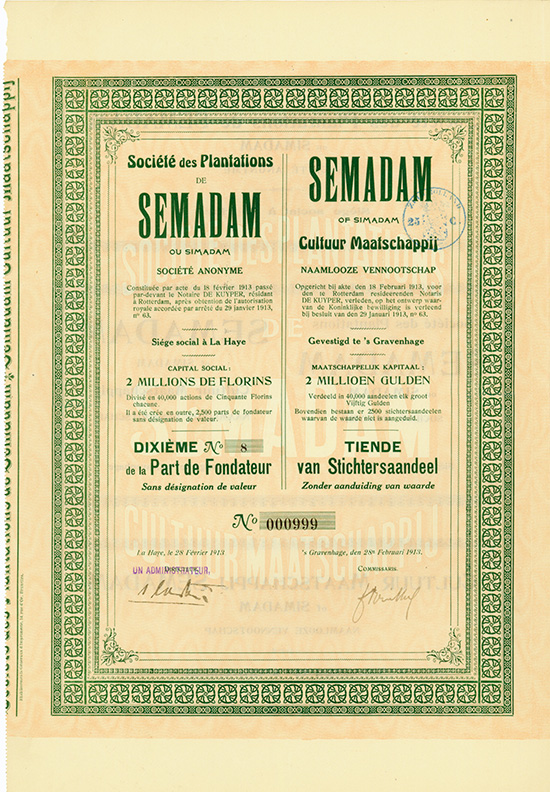 Societe des Plantations de Semadam ou Simadam S.A. / Semadam of Simadam Cultuur Maatschappij N.V.