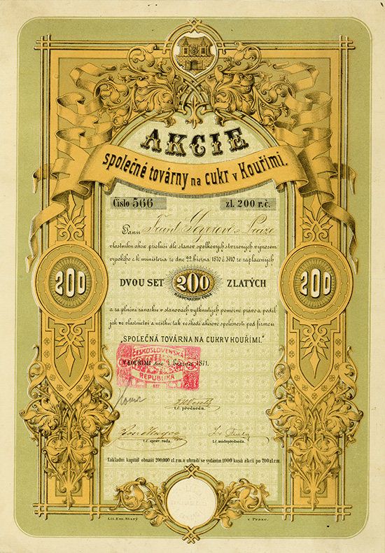 Spolecna tovarna na cukr v Kourími (Kourimer Zuckerfabriks Gesellschaft)