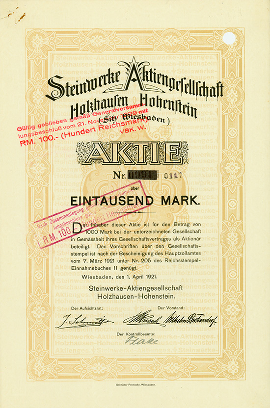 Steinwerke AG Holzhausen-Hohenstein