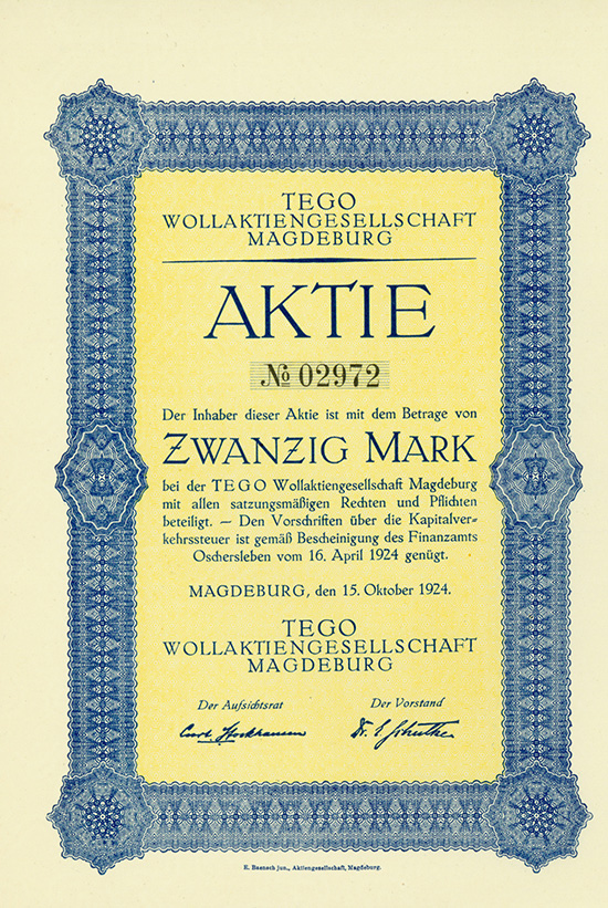 TEGO Wollaktiengesellschaft Magdeburg