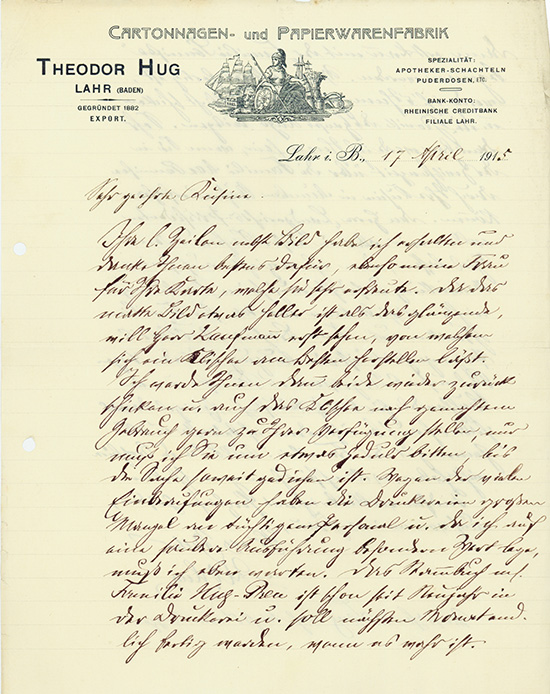 Theodor Hug, Cartonnagen- und Papierwarenfabrik