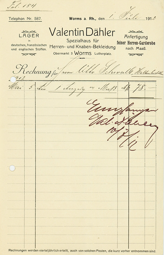 Valentin Dähler, Spezialhaus für Herren- und Knaben-Bekleidung