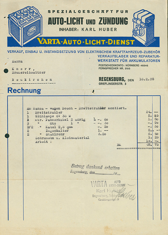 VARTA-Auto-Licht-Dienst