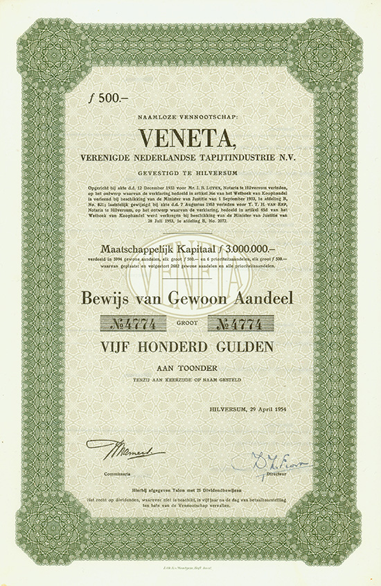 VENETA, Verenigde Nederlandse Tapijtindustrie [2 Stück]