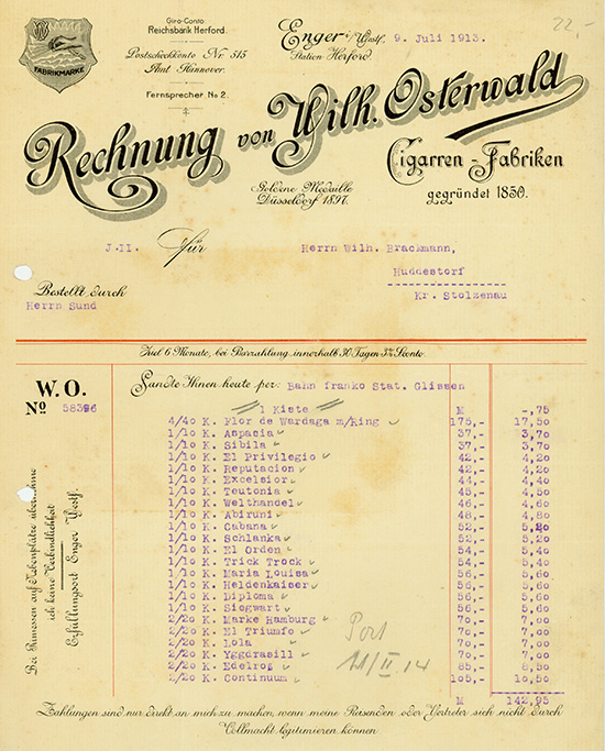 Wilh. Osterwald, Cigarren-Fabriken